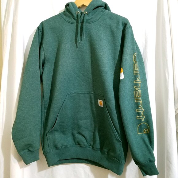 Carhartt Men’s Small Loose Fit Midweight Logo Sleeve Pullover Sweatshirt Green - Picture 2 of 15